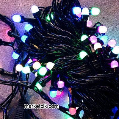 Marketcik 10 Metre Dış Mekan Ağaç Işıklandırma RGB Animasyonlu Led Işık Yeşil Kablo