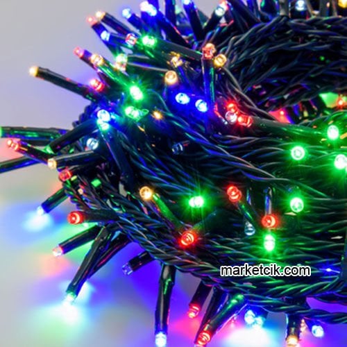 Marketcik 10 Metre Dış Mekan Ağaç Işıklandırma RGB Animasyonlu Led Işık Yeşil Kablo