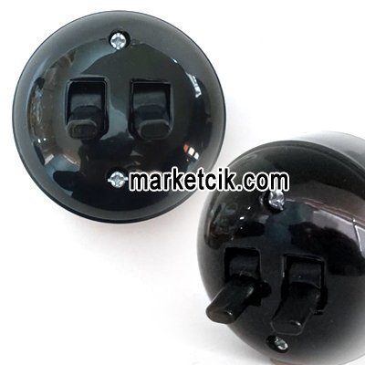 Sıva Üstü Klasik İkili Komütatör Anahtar, SİYAH RENK Eski Model İkili Anahtar Priz