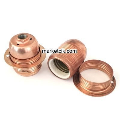 Marketcik Bakır Halkalı Metal E27 Duy Dekoratif Standart Avize Ampul Duyu