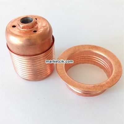 Marketcik Bakır Halkalı Metal E27 Duy Dekoratif Standart Avize Ampul Duyu