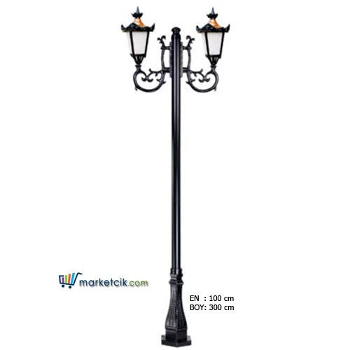 Ayaz 300x100 Alüminyum Küçük Taçlı Fenerli Park Bahçe Aydınlatma Direği