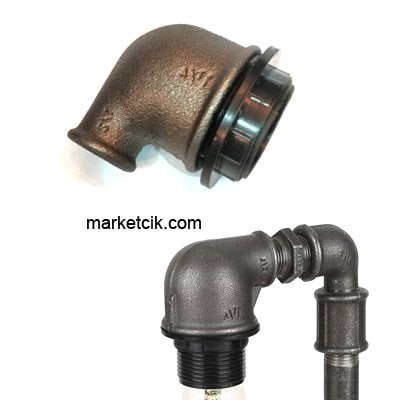 Marketcik Avize ve Masa Lambası İçin İki Ucu Dişli Ham 1/2 Dirsek Redüksiyon E27 Duy