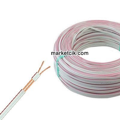 2x0,75 mm Kırmızı Kodlu Beyaz Kordon Kablo Tam Bakır, 100 metre