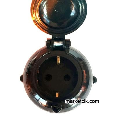 Eski Tip Sıva Üstü Kapaklı Topraklı Priz, SİYAH RENK