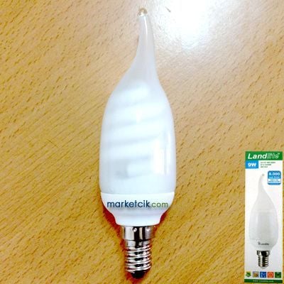 Landlite 9 Watt Beyaz E14 Duy Kıvrık Tasarruflu Buji-Avize Ampulü