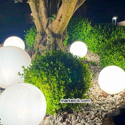 Marketcik Dekoratif 25 Lik Plastik - Akrilik Kazıklı Bahçe Glop Aydınlatma Mat Plastik Glop+Beyaz Led Ampul