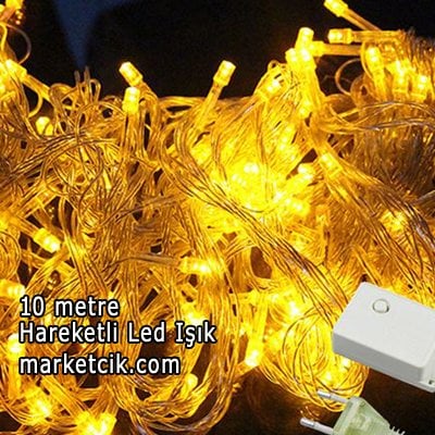 İç Mekan Hareketli 10 Metre Led Kordon Sarı Işık, Çam Ağacı Süsleme Işığı
