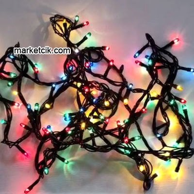 3,5 Metre 100 RGB Karışık Renkli Işıklı Kordon, Çam Ağacı Süsleme Işığı