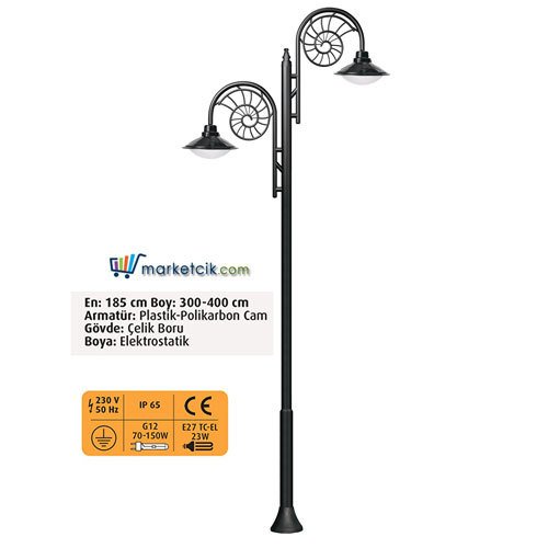 Ayaz 3 metre 300x185 ABS Salyangoz Park Bahçe Aydınlatma Direği