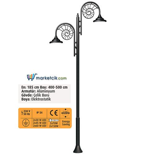 Ayaz 4 metre 400x185 Alüminyum Salyangoz Park Bahçe Aydınlatma Direği