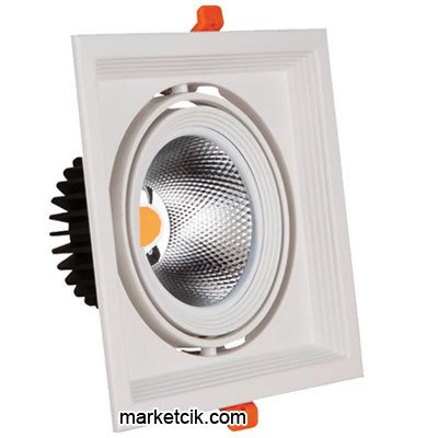 Marketcik 20 Watt Sıva Beyaz Siyah Tekli Led Spot Armatür Beyaz-Günışığı Işık Beyaz