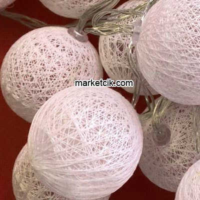 1,5 Metre Pilli 10'lu Top Led Işık, Dekaratif Pamuk Top Işık Süsleme