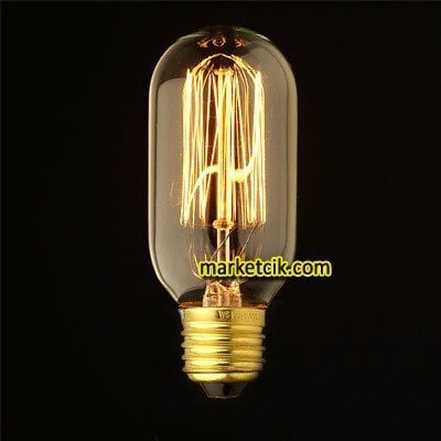 Edison Flemanlı Dekoratif Rustik Ampul 40 Watt E27 Duy, 11cm T45 Gemici Düz Tüp Ampul Modeli