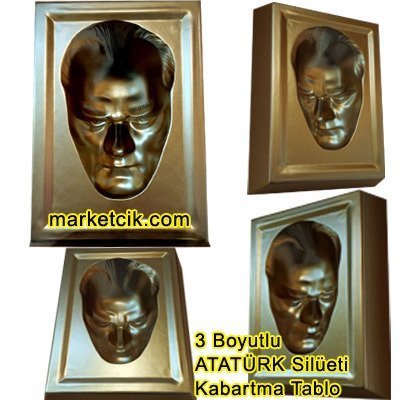 3 Boyutlu Kabartmalı ATATÜRK Silüeti Portre Tablo