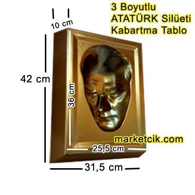3 Boyutlu Kabartmalı ATATÜRK Silüeti Portre Tablo