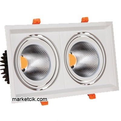 Marketcik 2x20 Watt Sıva Altı Beyaz İkili Led Spot Armatür Beyaz-Günışığı Işık Beyaz