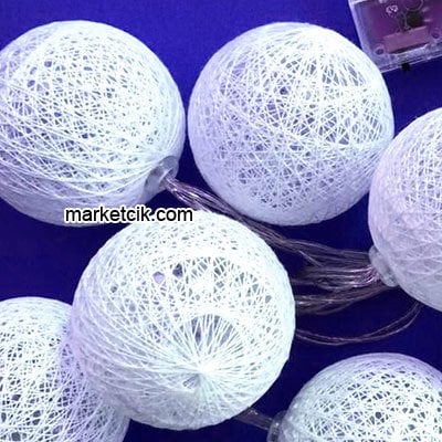 3 Metre Pilli 20'lu Top Led Işık, Dekaratif Pamuk Top Işık Süsleme