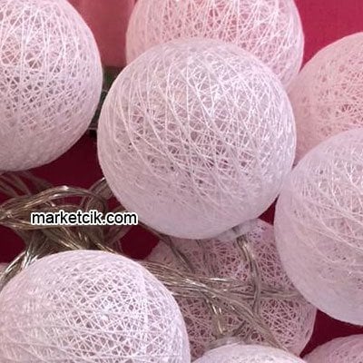 3 Metre Pilli 20'lu Top Led Işık, Dekaratif Pamuk Top Işık Süsleme