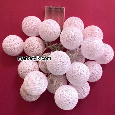 3 Metre Pilli 20'lu Top Led Işık, Dekaratif Pamuk Top Işık Süsleme