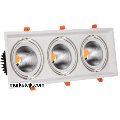 Marketcik 3x12 Watt Sıva Altı Beyaz Üçlü Led Spot Armatür Beyaz-Günışığı Işık Beyaz