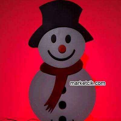 Marketcik 50 cm Mdf Ahşap Kumandalı Led Işıklı Kardan Adam