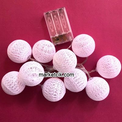 Marketcik Dekaratif 1,5 Metre Pilli Pamuk Top Led Işık Süsleme