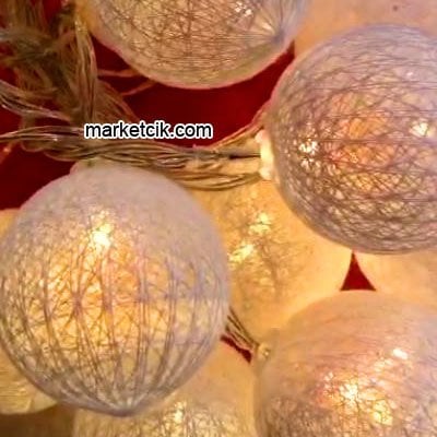 Marketcik Dekaratif 1,5 Metre Pilli Pamuk Top Led Işık Süsleme