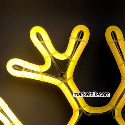 65 cm ve 95 cm Kartanesi Neon Led Işık Yılbaşı Süsleme Işığı Sarı Işık