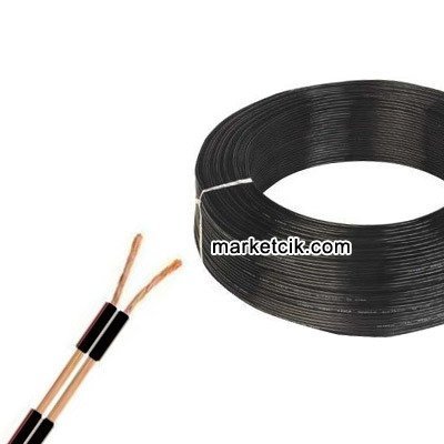2x0,22 mm Siyah Kalaylı Kordon Kablo Tam Bakır 100 metre