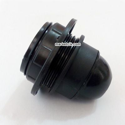 Marketcik E27 Siyah Yarım Dişli Rondelalı İtalyan Duy, Standart Avize Ampul Duyu