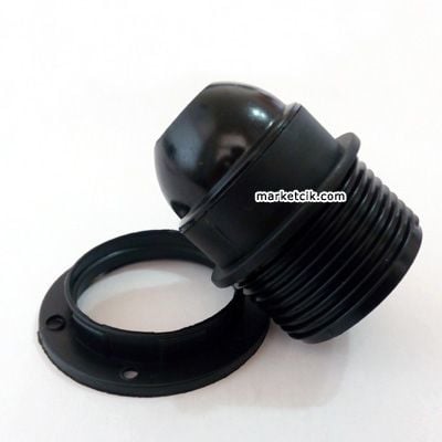 Marketcik E27 Siyah Yarım Dişli Rondelalı İtalyan Duy, Standart Avize Ampul Duyu