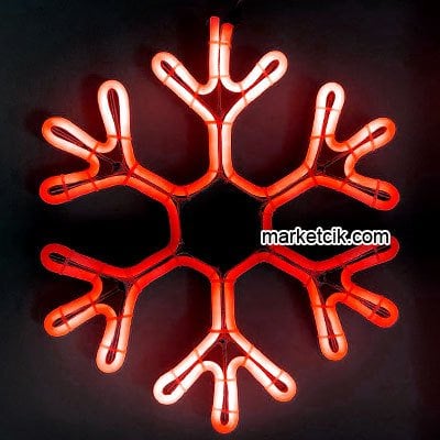 35 cm ve 50 cm Kartanesi Neon Led Işık Yılbaşı Süsleme Işığı Kırmızı Işık
