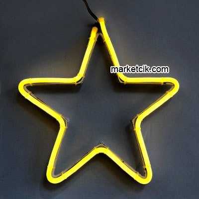 30 cm ve 50 cm Yıldız Neon Led Işık Yılbaşı Süsleme Işığı Sarı Işık