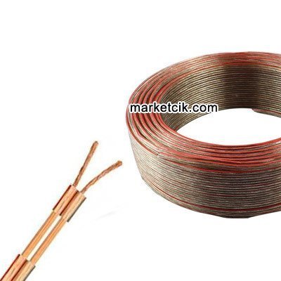2x0,22 mm Kırmızı Kodlu Şeffaf Kordon Kablo Tam Bakır 100 metre