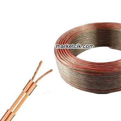 2x0,22 mm Kırmızı Kodlu Şeffaf Kordon Kablo Tam Bakır 100 metre