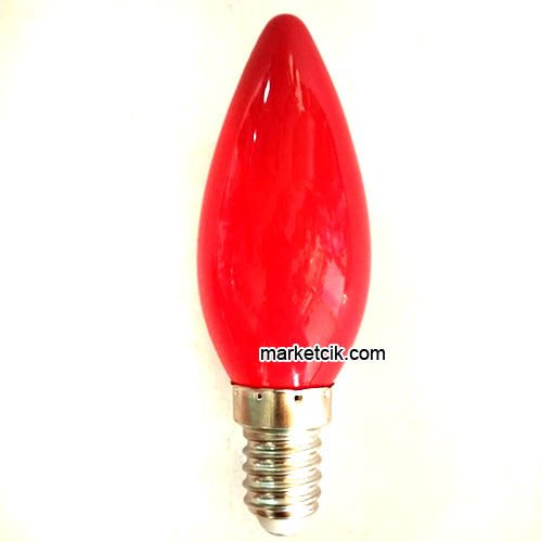 Marketcik 1 Watt Kırmızı Mum Avize Led Ampul E14 Duy