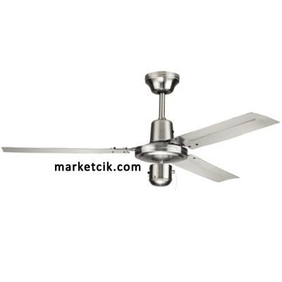 Kaşkar K48005 Aydınlatmasız 3 Kanatlı Tavan Vantilatörü Saten Nikel Renk