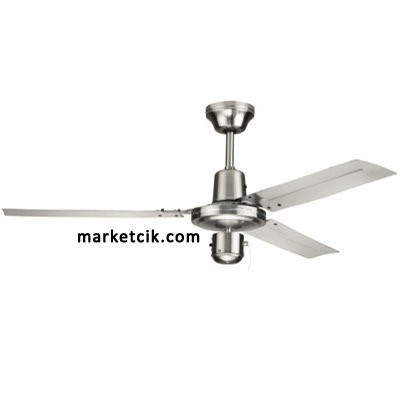 Kaşkar K48005 Aydınlatmasız 3 Kanatlı Tavan Vantilatörü Saten Nikel Renk