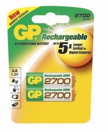 GP 2 Adet 2700mAh AA Ni-Mh Şarj Edilebilir Kalem Pil