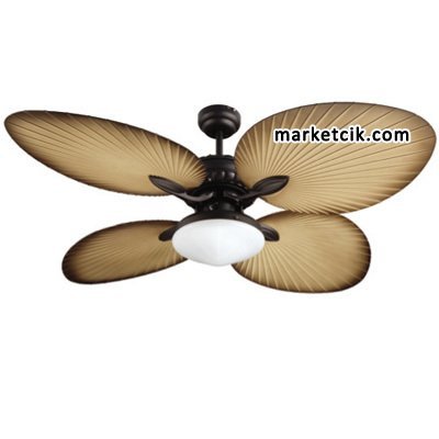 Kaşkar T52040-L Dekoratif Aydınlatmalı 4 Kanatlı Tavan Vantilatörü, Açık Kahve Renk