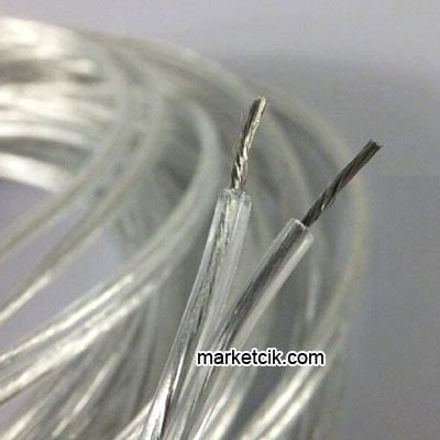 2x0,50 mm Şeffaf Kordon Kablo Extra Kalay Kaplı Tam Bakır
