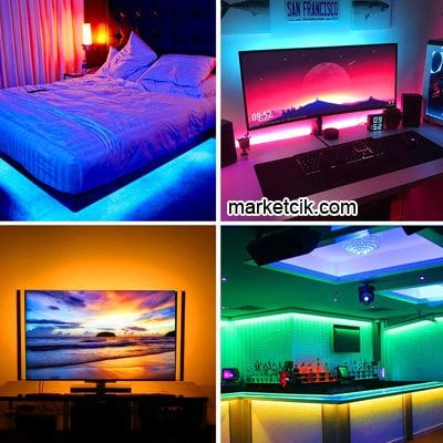 Marketcik Üç Çip Kumandalı RGB Şerit Led 5 metre Renkli Işık