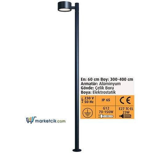 Ayaz 3 metre 300x60 Modern Led Park Bahçe Aydınlatma Direği