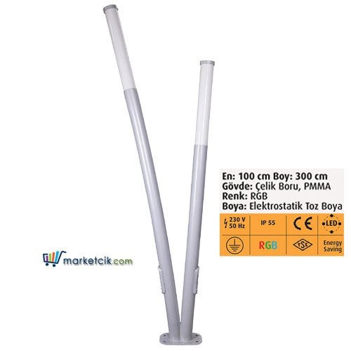 Ayaz 300x100 Modern Led Park Bahçe Aydınlatma Direği