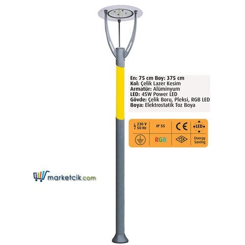 Ayaz 375x75 Modern Led Park Bahçe Aydınlatma Direği