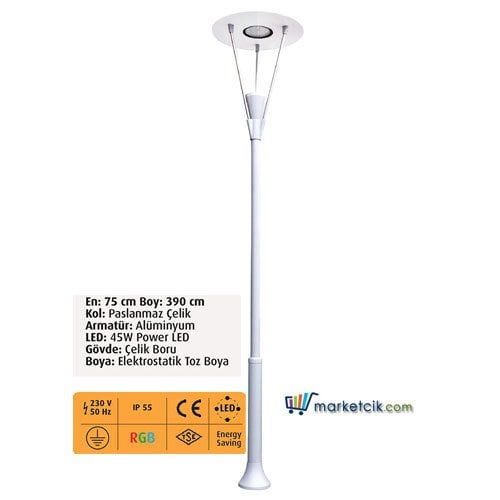Ayaz 390x75 Modern Led Park Bahçe Aydınlatma Direği