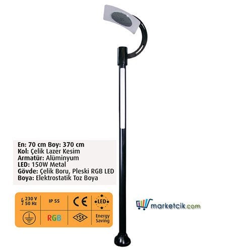 Ayaz 370x70 Modern Led Park Bahçe Aydınlatma Direği