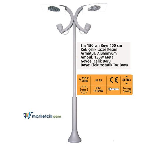 Ayaz 400x150 Modern Endirek Park Bahçe Aydınlatma Direği