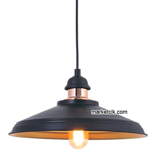 Marketcik RT3 Dekoratif Siyah Retro Sarkıt Avize, Tekli Modern Avize